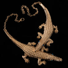 Load image into Gallery viewer, A LARGE GILT TWIN CROCODILE NECKLACE
