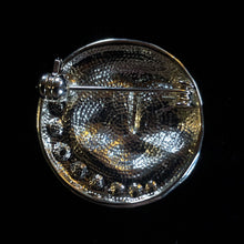 Load image into Gallery viewer, A PETITE SILVERY MAN IN THE MOON BROOCH WITH DIAMANTÉ
