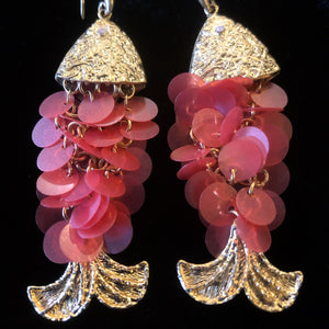 SEQUIN CHAIN-MAIL FISH EARRINGS