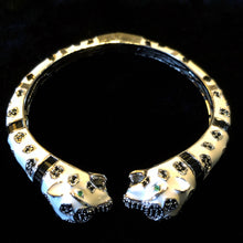 Load image into Gallery viewer, A WHITE ENAMELLED LEOPARD BRACELET WITH BLACK SPOTS
