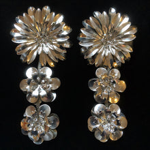 Load image into Gallery viewer, GIANT SILVER-TONE FLOWER EARRINGS
