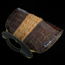 Load image into Gallery viewer, A 1960s HIGH QUALITY CROCODILE HANDBAG, WITH MODERNIST FRAME
