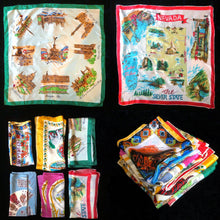 Load image into Gallery viewer, A COLLECTION OF SIX VINTAGE TOURIST SCARVES
