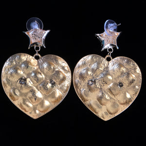 QUILTED GILT HEART EARRINGS