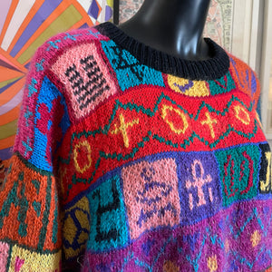 A 1980s PEACE KNIT MOHAIR JUMPER DRESS BY JENNY KEE