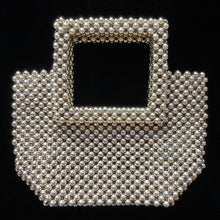 Load image into Gallery viewer, SILVER BEADED BAG WITH SQUARE HANDLE
