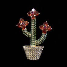 Load image into Gallery viewer, A PETITE POTTED CACTI BROOCH WITH PAVÉ DIAMANTÉ
