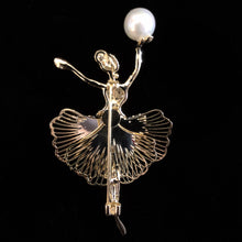 Load image into Gallery viewer, A GILT BALLERINA BROOCH WITH PEARL
