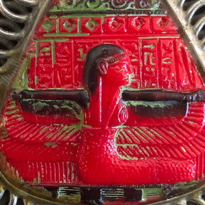 A 1970s ART PENDANT FEATURING AN ORIGINAL 1930s EGYPTIAN-REVIVAL GLASS AMULET