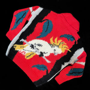 AN ORIGINAL JENNY KEE 1980s HAND KNIT WITH COCKATOO DESIGN
