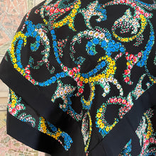 Load image into Gallery viewer, A LARGE 1920s FLORAL SHAWL WITH BLACK BORDERS
