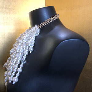A PEARL AND BEADED WATERFALL NECKLACE