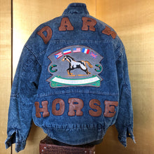 Load image into Gallery viewer, A LARGE SIZE VINTAGE 90s DENIM “DARK HORSE” JACKET
