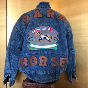 A LARGE SIZE VINTAGE 90s DENIM “DARK HORSE” JACKET