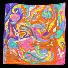 Load image into Gallery viewer, A 1970s QANTAS SCARF FEATURING A PSYCHEDELIC BIRDS PRINT
