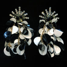 Load image into Gallery viewer, BLACK AND WHITE SEQUIN CASCADE EARRINGS
