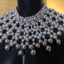 Load image into Gallery viewer, A FUTURISTIC SILVER BEADED NECKPIECE
