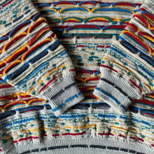 Load image into Gallery viewer, A PURE WOOL GREY TONE COOGI JUMPER WITH MULTICOLOURED STRIPES
