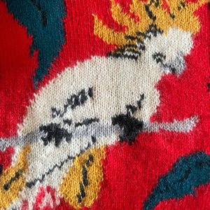 AN ORIGINAL JENNY KEE 1980s HAND KNIT WITH COCKATOO DESIGN