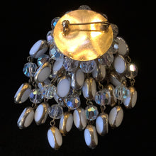 Load image into Gallery viewer, A LARGE AUSTRIAN CRYSTAL AND BEADED TASSEL BROOCH
