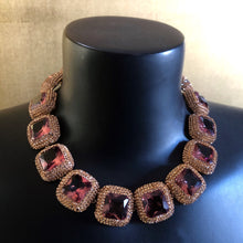 Load image into Gallery viewer, AN INTRIGUING SQUARE CRYSTAL LOZENGE CHOKER AND BRACELET
