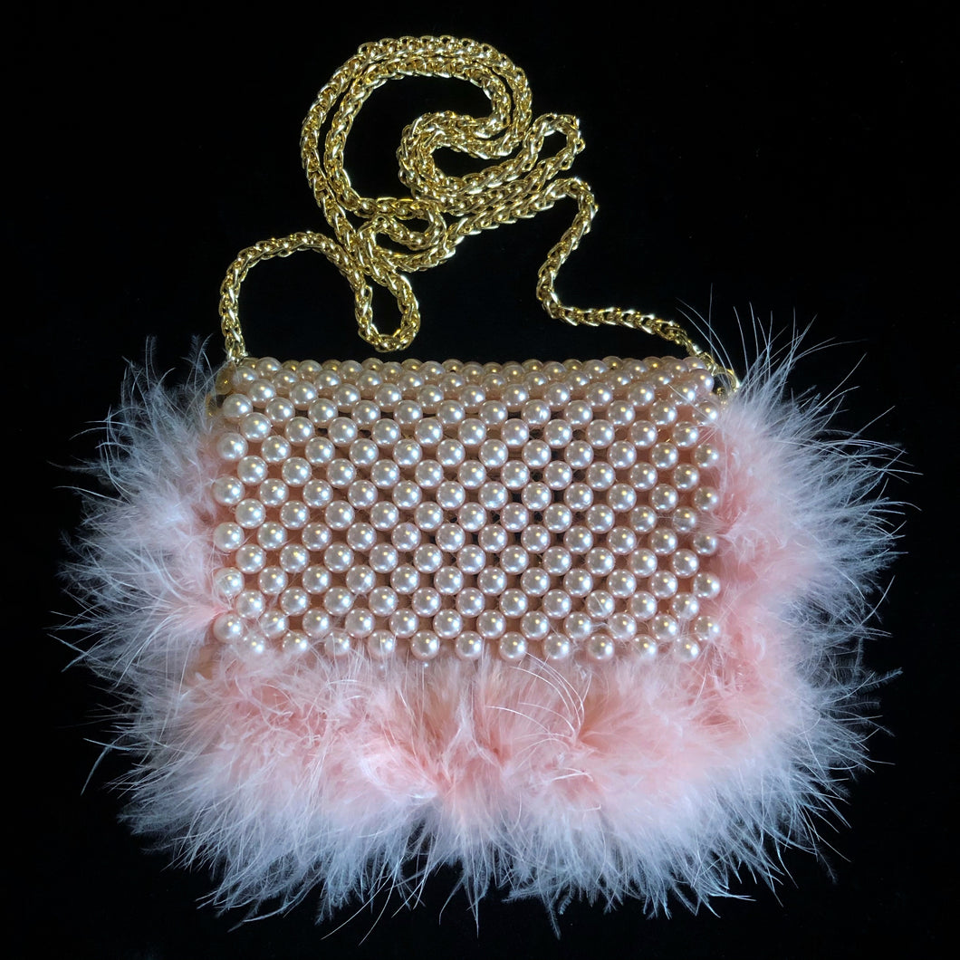 PINK PEARL BAG WITH MARIBOU