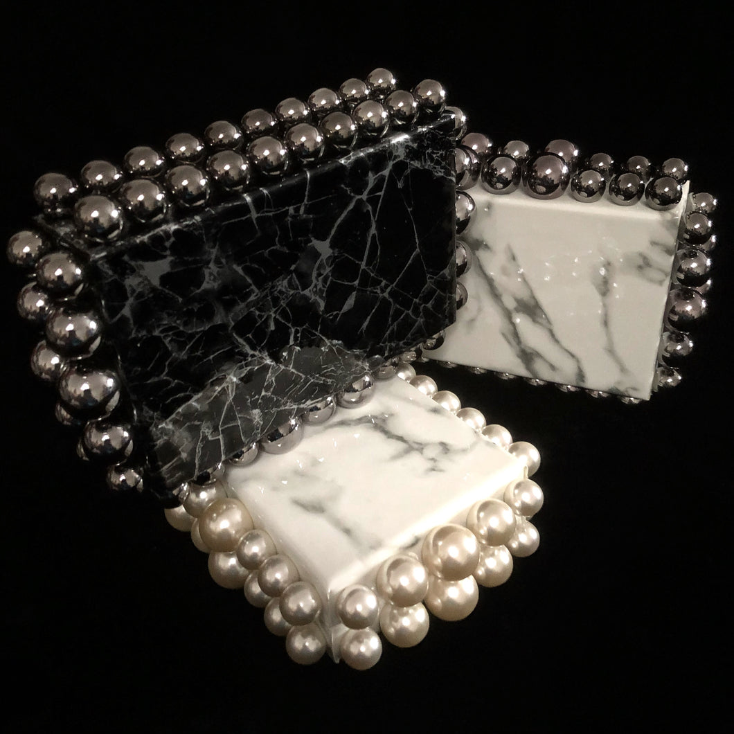 MARBLED CLUTCH WITH JUMBO PEARLS