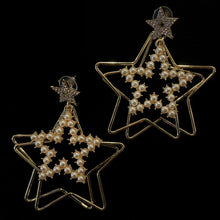 Load image into Gallery viewer, STAR WIRE AND PEARL EARRINGS
