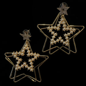 STAR WIRE AND PEARL EARRINGS