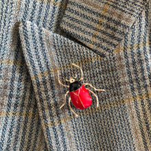 Load image into Gallery viewer, A RED AND BLACK ENAMELLED BEETLE BROOCH
