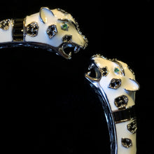Load image into Gallery viewer, A WHITE ENAMELLED LEOPARD BRACELET WITH BLACK SPOTS
