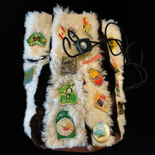 Load image into Gallery viewer, A 1980s KANGAROO SKIN POUCH DECORATED WITH TOURIST BADGES FROM THE N.T.
