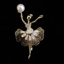 Load image into Gallery viewer, A GILT BALLERINA BROOCH WITH PEARL
