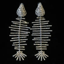 Load image into Gallery viewer, OVERSIZED DIAMANTÉ FISH SKELETON EARRINGS
