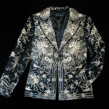 Load image into Gallery viewer, A 90s BLACK SILK BLAZER WITH CHINESE EMBROIDERY
