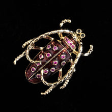 Load image into Gallery viewer, A LONG PURPLE BEETLE BROOCH WITH PINK SPOTS
