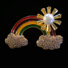 Load image into Gallery viewer, A RAINBOW WEATHER BROOCH WITH SPINNING SUN
