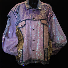 Load image into Gallery viewer, A LARGE SIZE TARMAFIA HAND SEQUINNED JACKET IN PALE COLOURS
